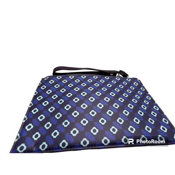ECO ENVELOPE CLUTCH PURSE ZIPPER CLOSURE SHADES OF BLUE PATTERN - Picture 7 of 10